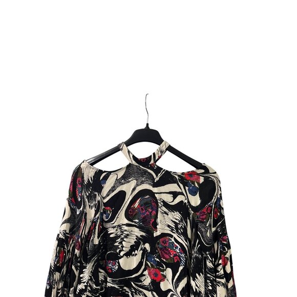 Free People Drift Away Tunic Top Mini Dress Cold Shoulder Boho Abstract Size S - Picture 2 of 8